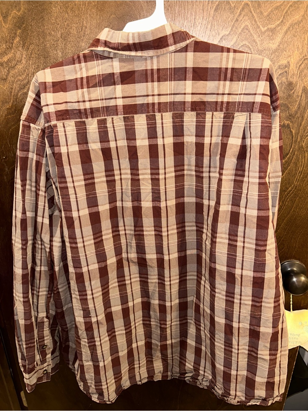 Carhartt Burgundy and Cream Plaid Button-Down Shirt